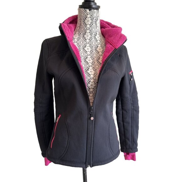 lululemon polartec black & hot pink fleece lined jacket size 6 running dance - Picture 3 of 14